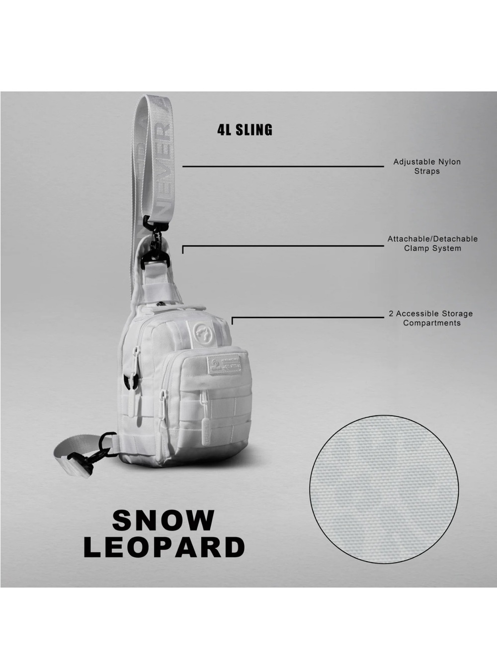 WOLF White 4L Mini Tactical Sling Bag - Picture 2 of 5